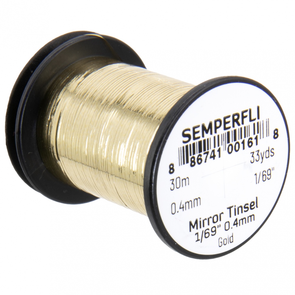 Semperfli Spool 1/69'' Mirror Tinsel Gold Fly Tying Materials (Product Length 32.8Yds / 30m)